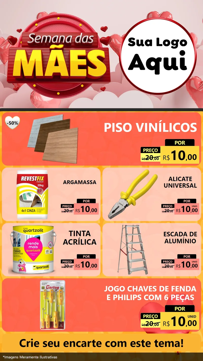 Modelo de TV para TV Vertical com o tema Semana das Mães para Material para Construção