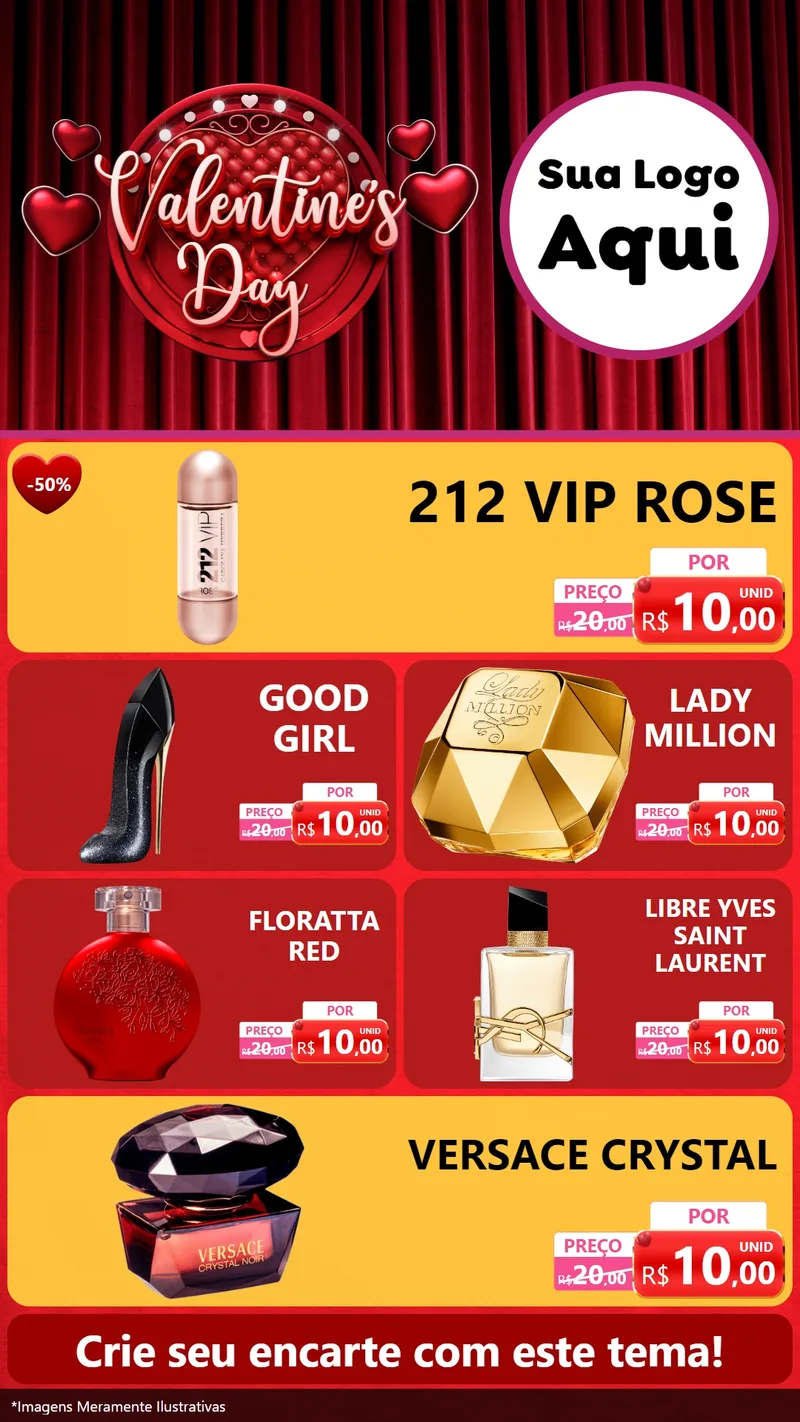 Modelo de TV para TV Vertical com o tema Valentine's Day para Perfumes