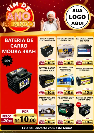 Modelo de Encarte para Encarte A4 Vertical com o tema Fim de Ano Premiado para Baterias Elétricas