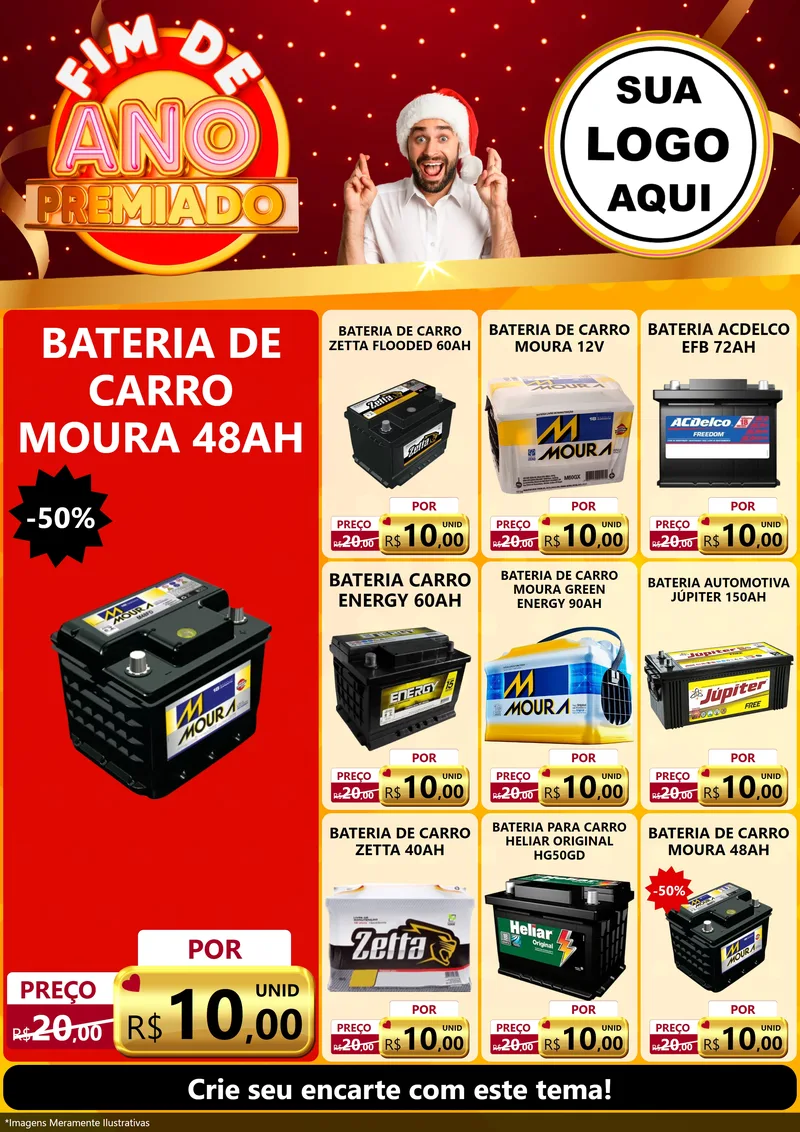 Modelo de Encarte para Encarte A4 Vertical com o tema Fim de Ano Premiado para Baterias Elétricas