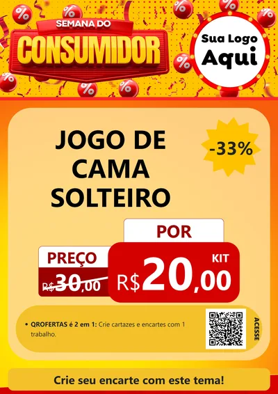 Modelo de Cartaz para Cartaz A4 Vertical com o tema Semana do Consumidor para Cama, Mesa e Banho