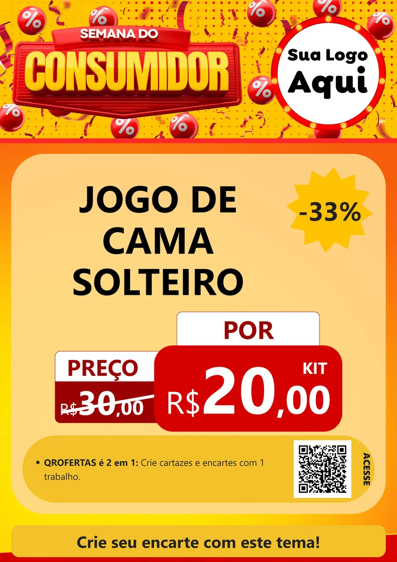 Modelo de Cartaz para Cartaz A4 Vertical com o tema Semana do Consumidor para Cama, Mesa e Banho