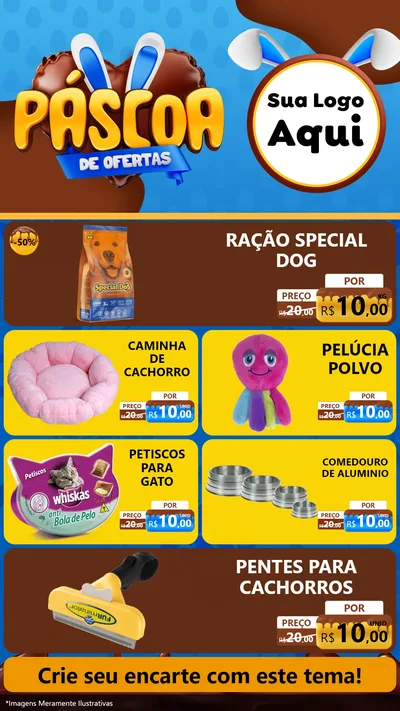 Modelo de TV para TV Vertical com o tema Páscoa de Ofertas para Pet Shop