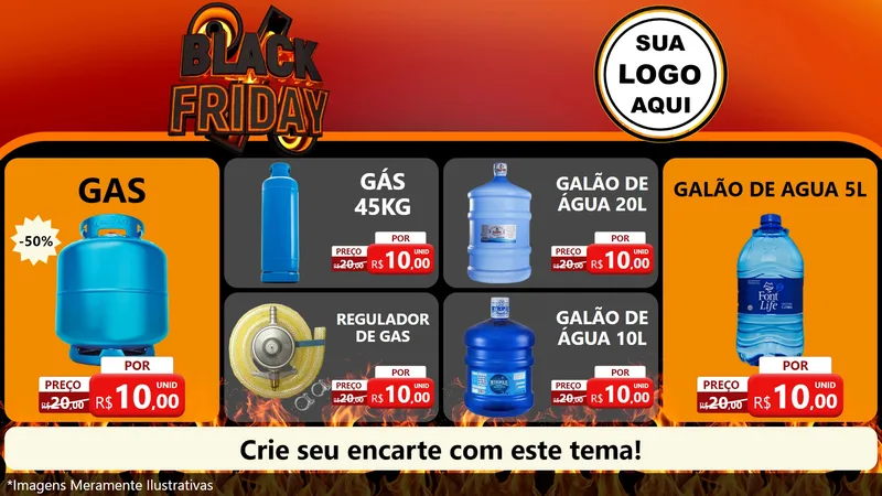 Modelo de TV para TV Horizontal com o tema Black Friday para Água e gás