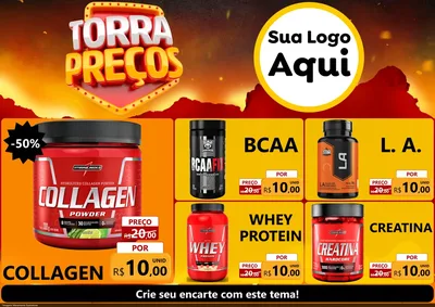 Modelo de Encarte para Encarte A4 Horizontal com o tema Torra Preços para Suplementos alimentares