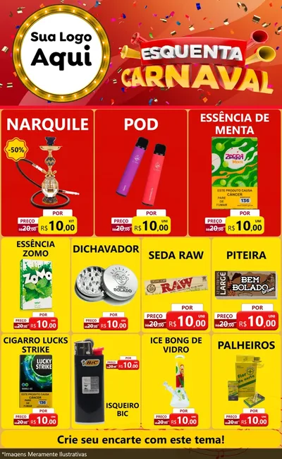 Modelo de Encarte para Encarte Grande com o tema Esquenta Carnaval para Tabacaria