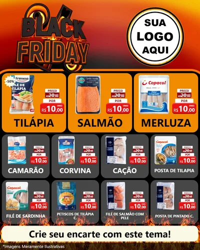 Modelo de Rede Social para Feed Instagram com o tema Black Friday para Peixaria