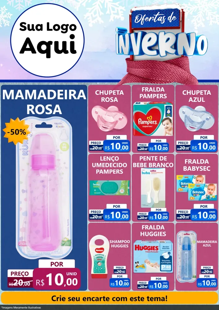 Modelo de Encarte para Encarte A4 Vertical com o tema Ofertas de Inverno para Bebês