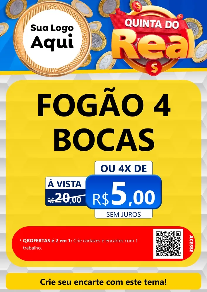 Modelo de Cartaz para Cartaz A4 Vertical com o tema Quinta do Real para Móveis e Eletro