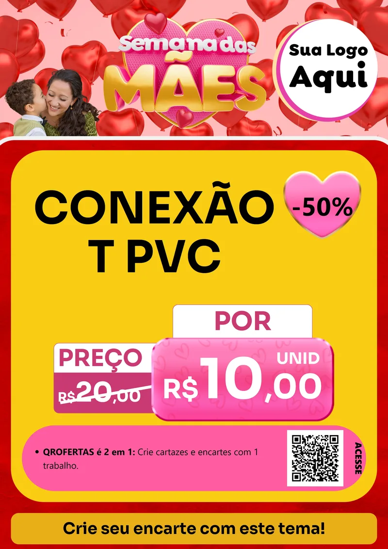 Modelo de Cartaz para Cartaz A4 Vertical com o tema Semana Das Mães para Tubos e conexões