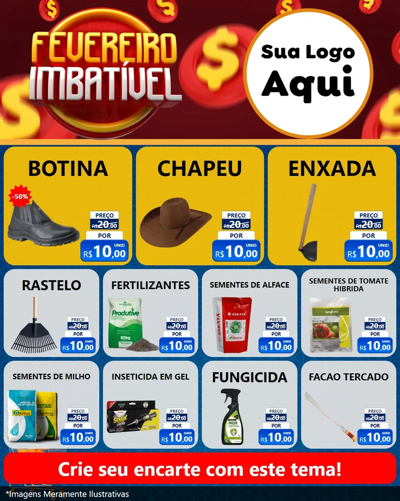 Modelo de Rede Social para Feed Instagram com o tema Fevereiro Imbatível para Agropecuária