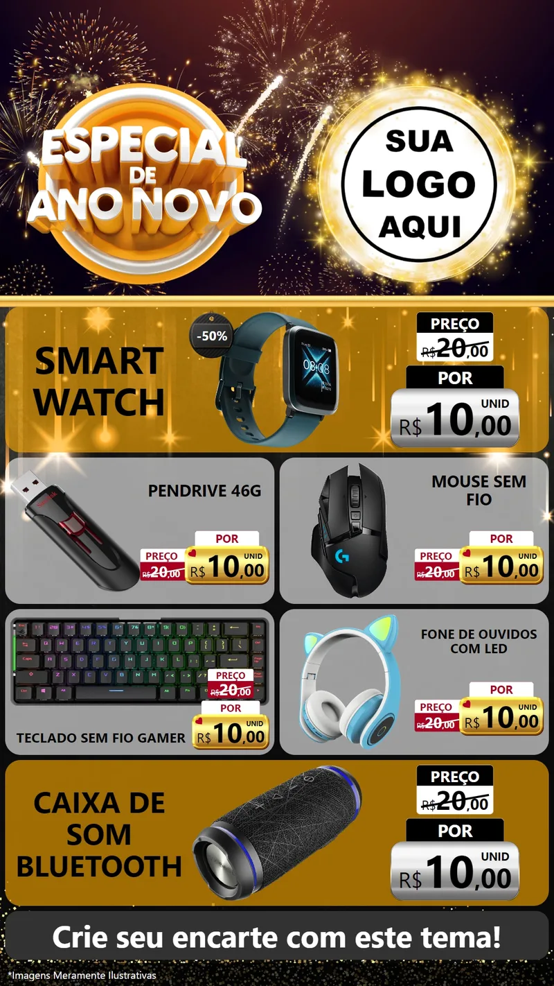 Modelo de TV para TV Vertical com o tema Especial de Ano Novo para Informática