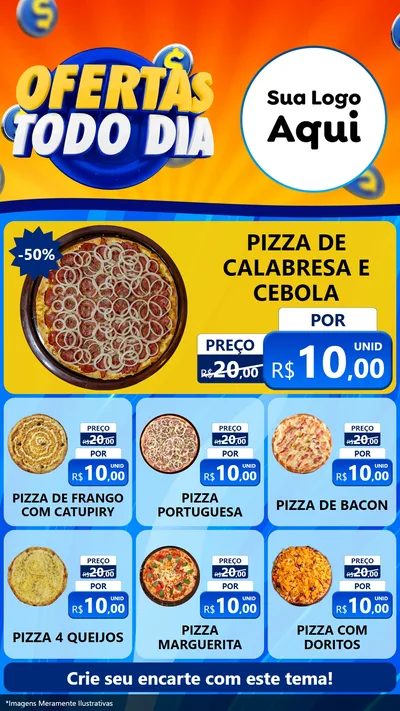 Modelo de Rede Social para Stories com o tema Ofertas Todo Dia para Pizzaria