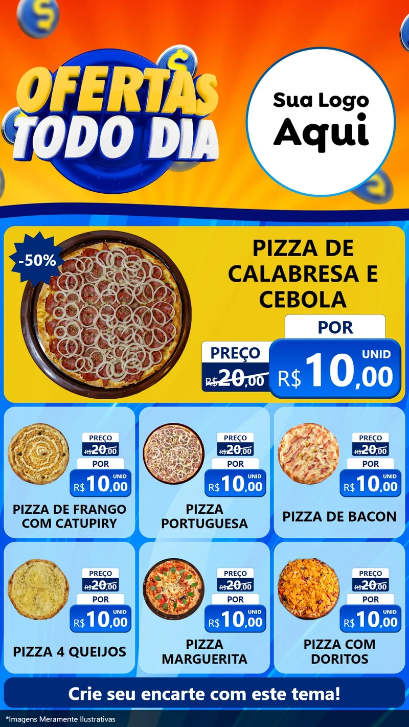 Modelo de Rede Social para Stories com o tema Ofertas Todo Dia para Pizzaria
