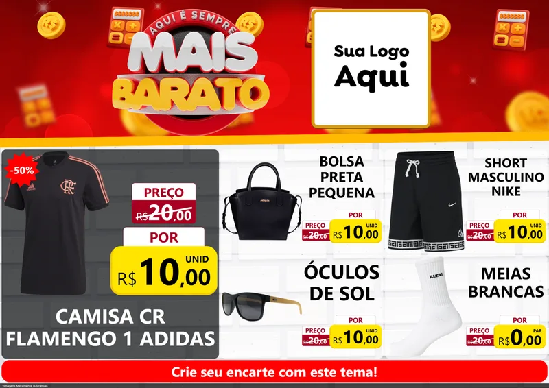Modelo de Encarte para Encarte A4 Horizontal com o tema Mais Barato para Roupas e acessórios