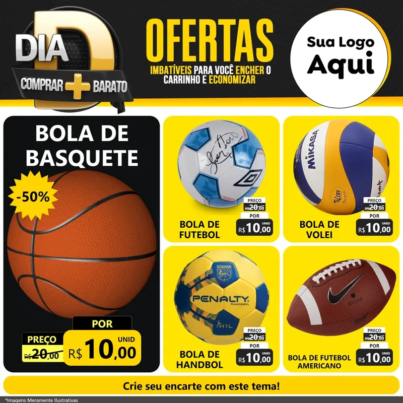 Modelo de Rede Social para Feed Facebook com o tema Dia D Mais Economia para Artigos Esportivos