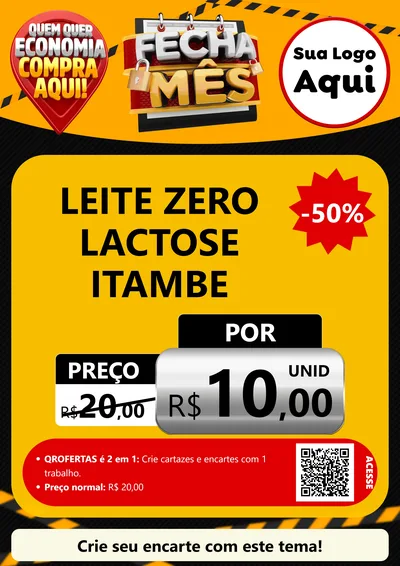 Modelo de Cartaz para Cartaz A4 Vertical com o tema Fecha Mês para Frios e Laticínios
