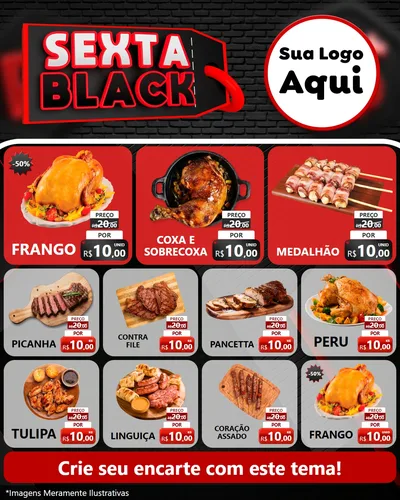 Modelo de Rede Social para Feed Instagram com o tema Sexta Black para Assados