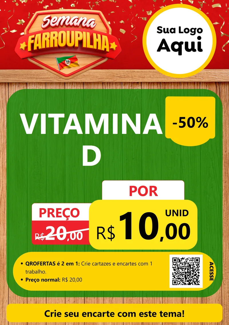 Modelo de Cartaz para Cartaz A4 Vertical com o tema Semana Farroupilha para Farmácia