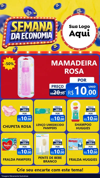 Modelo de Rede Social para Stories com o tema Semana da Economia para Bebês
