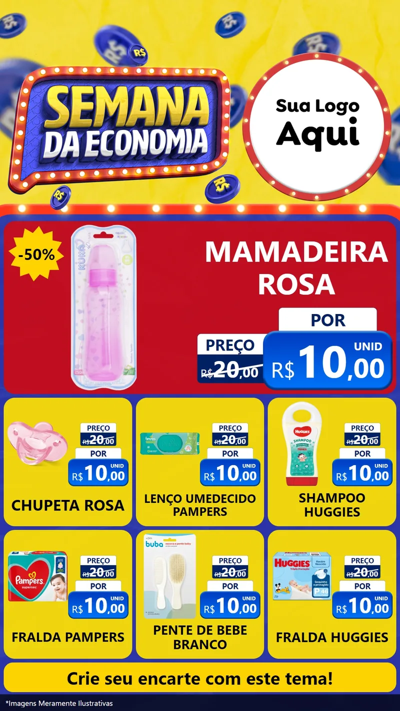 Modelo de Rede Social para Stories com o tema Semana da Economia para Bebês