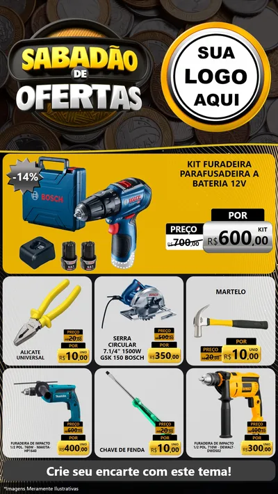 Modelo de Rede Social para Stories com o tema Sabadão de Ofertas para Maquinas e Ferramentas