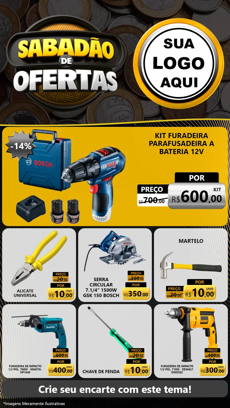 Modelo de Rede Social para Stories com o tema Sabadão de Ofertas para Maquinas e Ferramentas