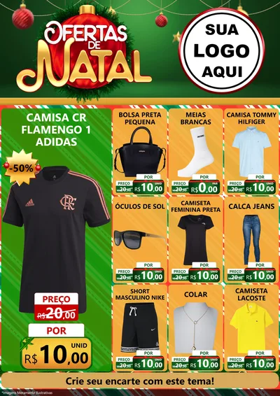 Modelo de Encarte para Encarte A4 Vertical com o tema Ofertas de Natal para Roupas e acessórios