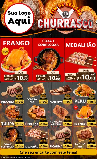 Modelo de Encarte para Encarte Grande com o tema Fim de Semana do Churrasco para Assados