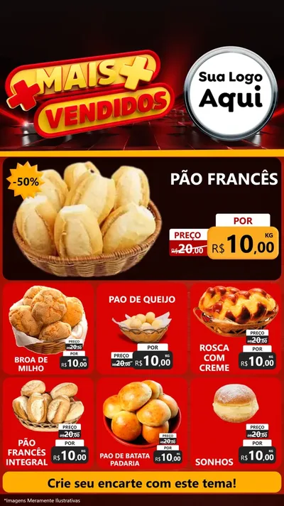 Modelo de Rede Social para Stories com o tema Mais Vendidos para Padaria
