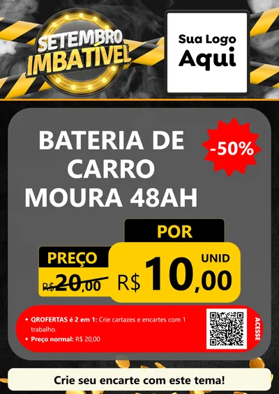 Modelo de Cartaz para Cartaz A4 Vertical com o tema Setembro Imbatível para Baterias Elétricas