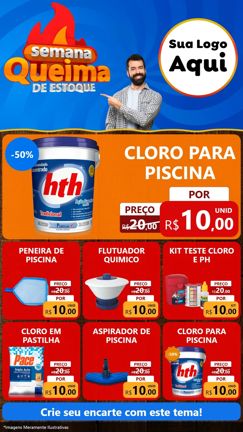 Modelo de Rede Social para Stories com o tema Semana Queima de Estoque para Produtos para Piscina