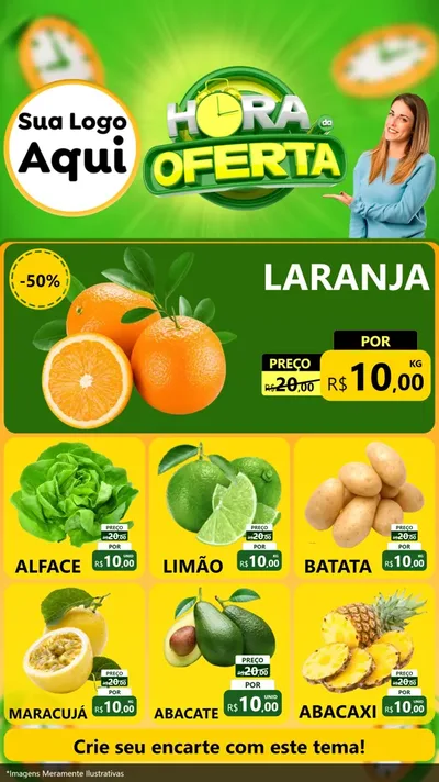 Modelo de Rede Social para Stories com o tema Hora da Oferta para Hortifrúti