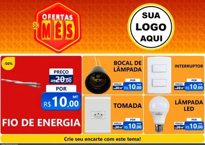 Modelo de Encarte para Encarte A4 Horizontal com o tema Ofertas do Mês para Materiais Elétricos