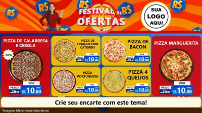 Modelo de TV para TV Horizontal com o tema Festival de Ofertas para Pizzaria