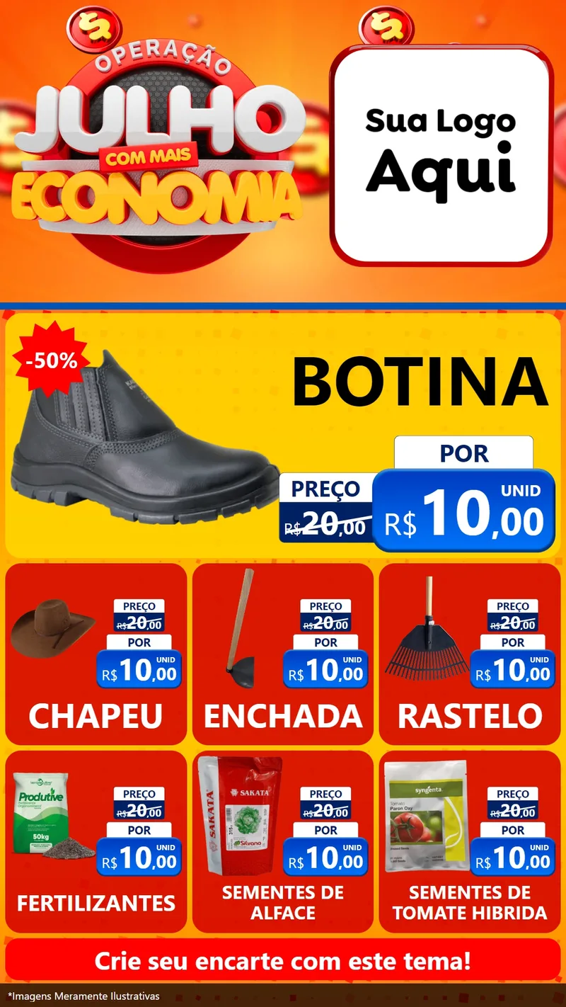 Modelo de Rede Social para Stories com o tema Operação Julho Com Mais Economia para Agropecuária