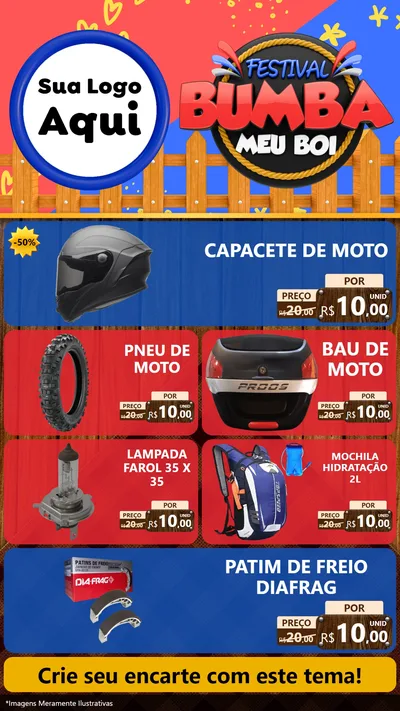 Modelo de TV para TV Vertical com o tema Festival Bumba Meu Boi para Moto peças