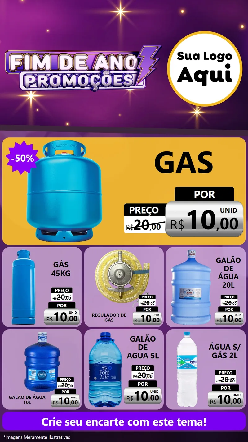 Modelo de Rede Social para Stories com o tema Fim de Ano Promoções para Água e gás
