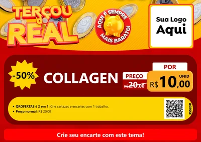 Modelo de Cartaz para Cartaz A4 Horizontal com o tema Terçou do Real para Suplementos alimentares