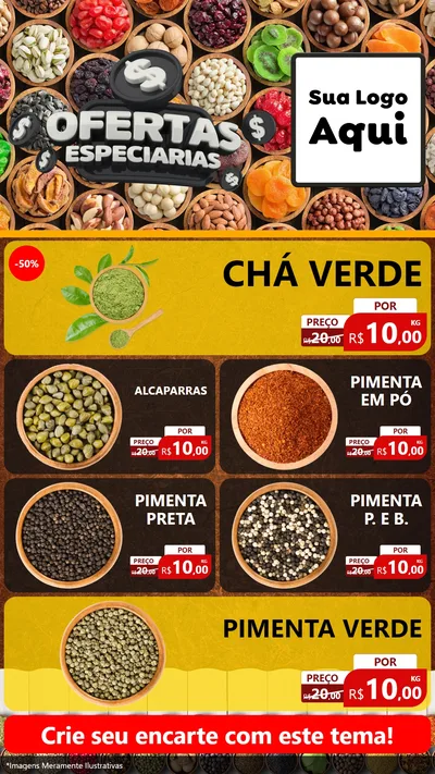 Modelo de TV para TV Vertical com o tema Ofertas Especiarias para Produtos Naturais