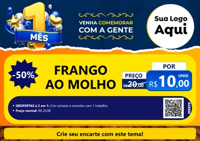 Modelo de Cartaz para Cartaz A4 Horizontal com o tema Um Mês de Aniversário para Restaurante
