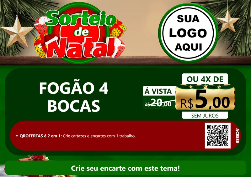 Modelo de Cartaz para Cartaz A4 Horizontal com o tema Sorteio de Natal para Móveis e Eletro