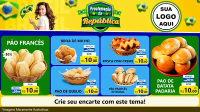 Modelo de TV para TV Horizontal com o tema Proclamação da República para Padaria