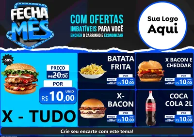 Modelo de Encarte para Encarte A4 Horizontal com o tema Fecha Mês para Hamburgueria