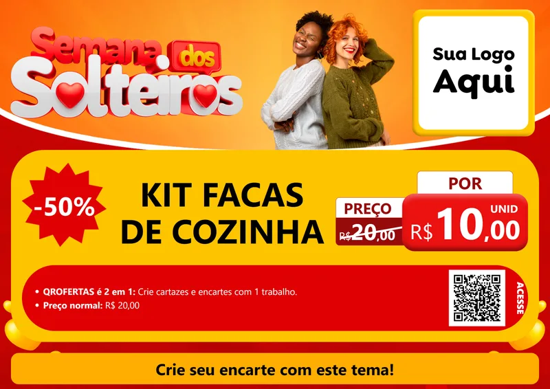 Modelo de Cartaz para Cartaz A4 Horizontal com o tema Semana dos Solteiros para Utilidades Domésticas