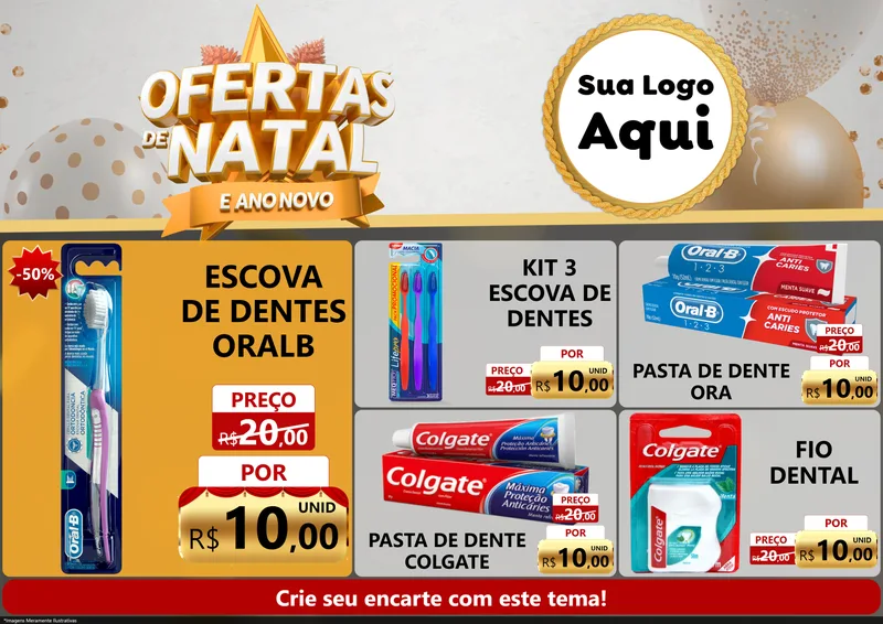 Modelo de Encarte para Encarte A4 Horizontal com o tema Ofertas De Natal E Ano Novo para Higiene Pessoal