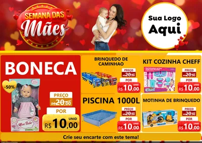 Modelo de Encarte para Encarte A4 Horizontal com o tema Semana das Mães para Brinquedos