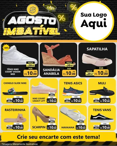 Modelo de Rede Social para Feed Instagram com o tema Agosto Imbatível para Calçados