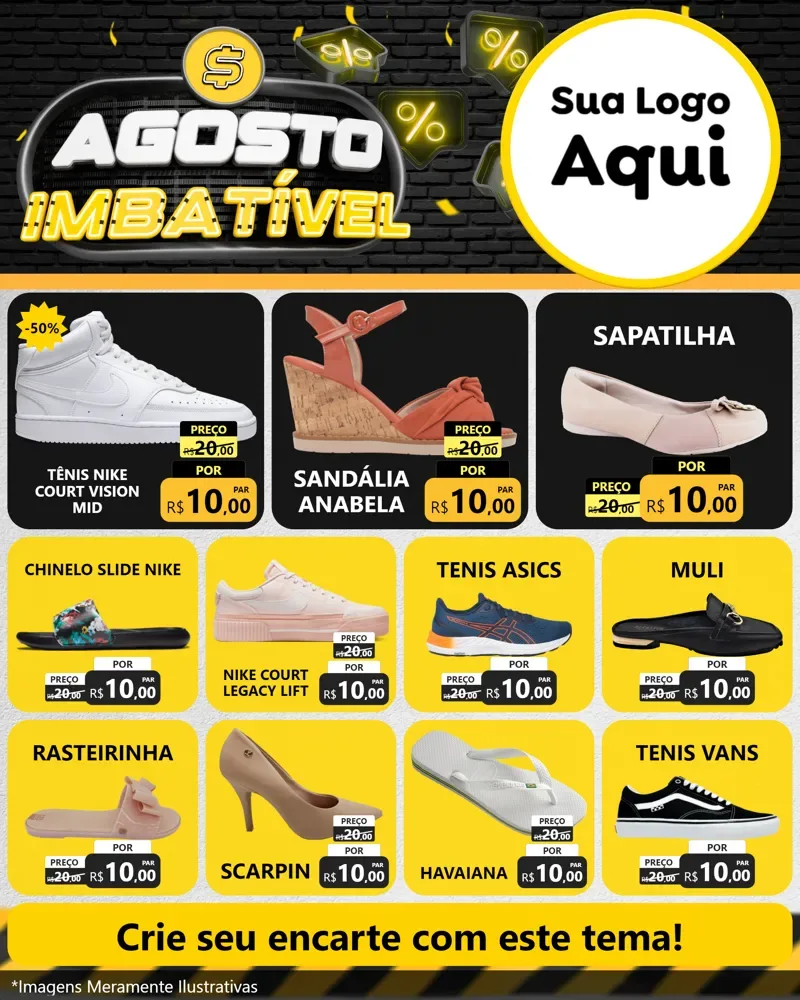 Modelo de Rede Social para Feed Instagram com o tema Agosto Imbatível para Calçados