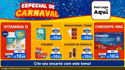 Modelo de TV para TV Horizontal com o tema Especial de Carnaval para Farmácia
